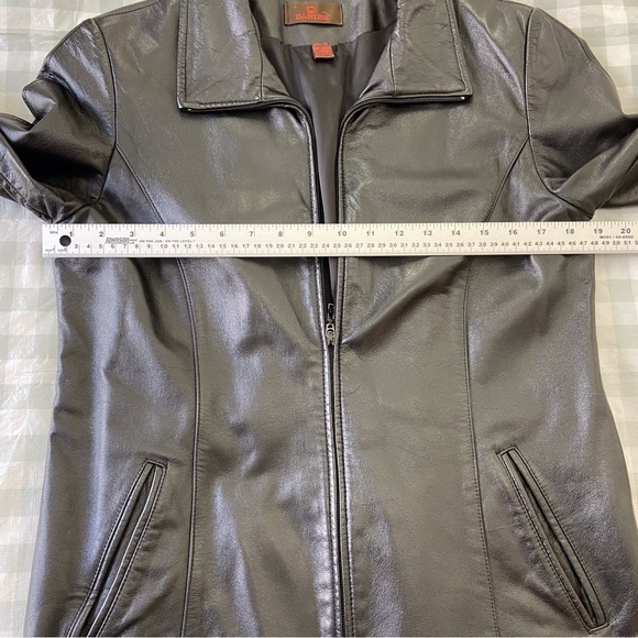 Danier black genuine leather jacket soft zip up motorcycle Bikercore moto in XS - Picture 8 of 15